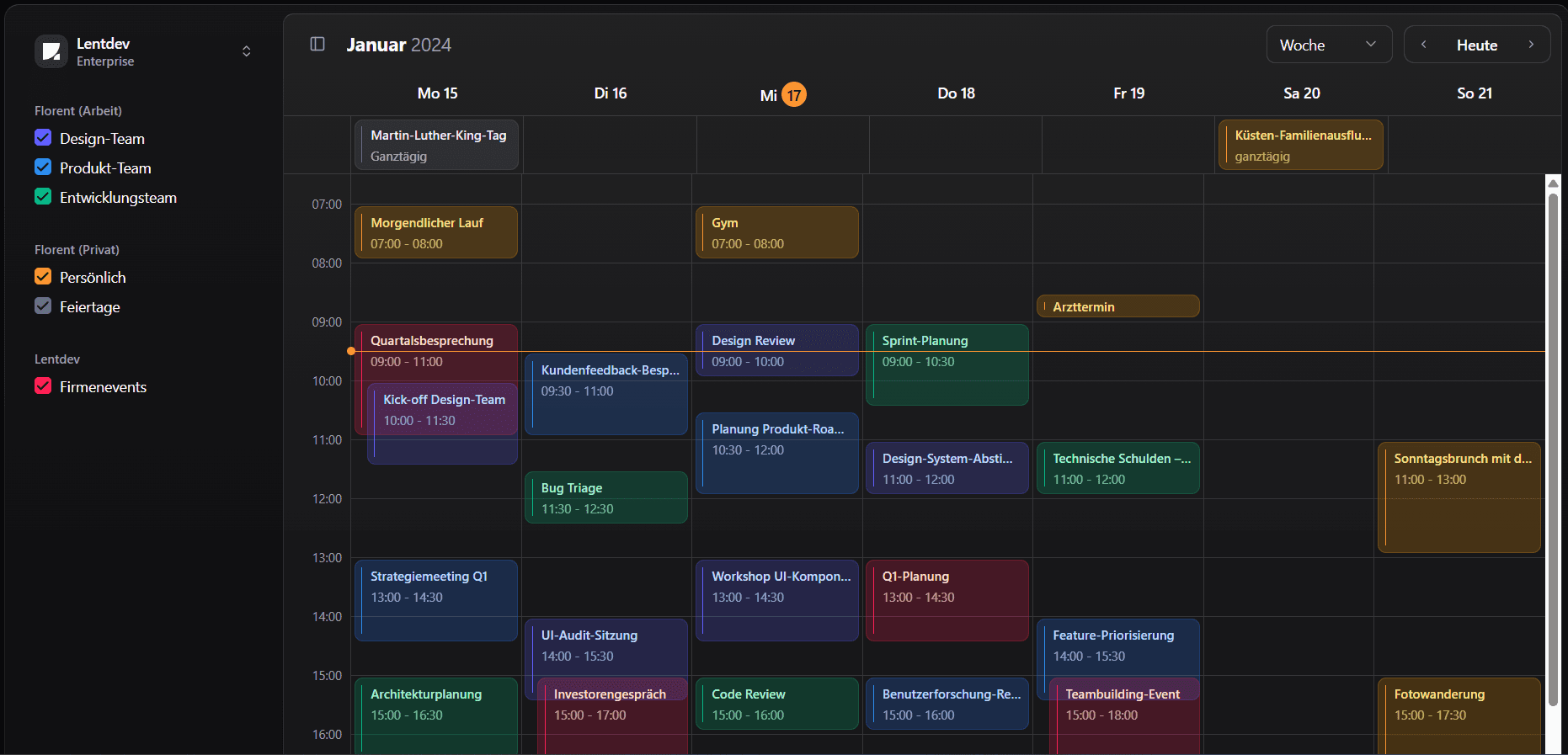 Lentdev calendar app screenshot